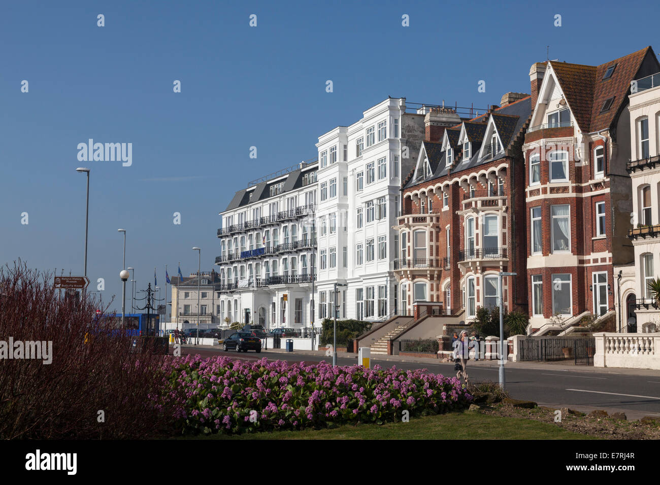 Hotels on the seafront promenade at Southsea Stock Photo Alamy