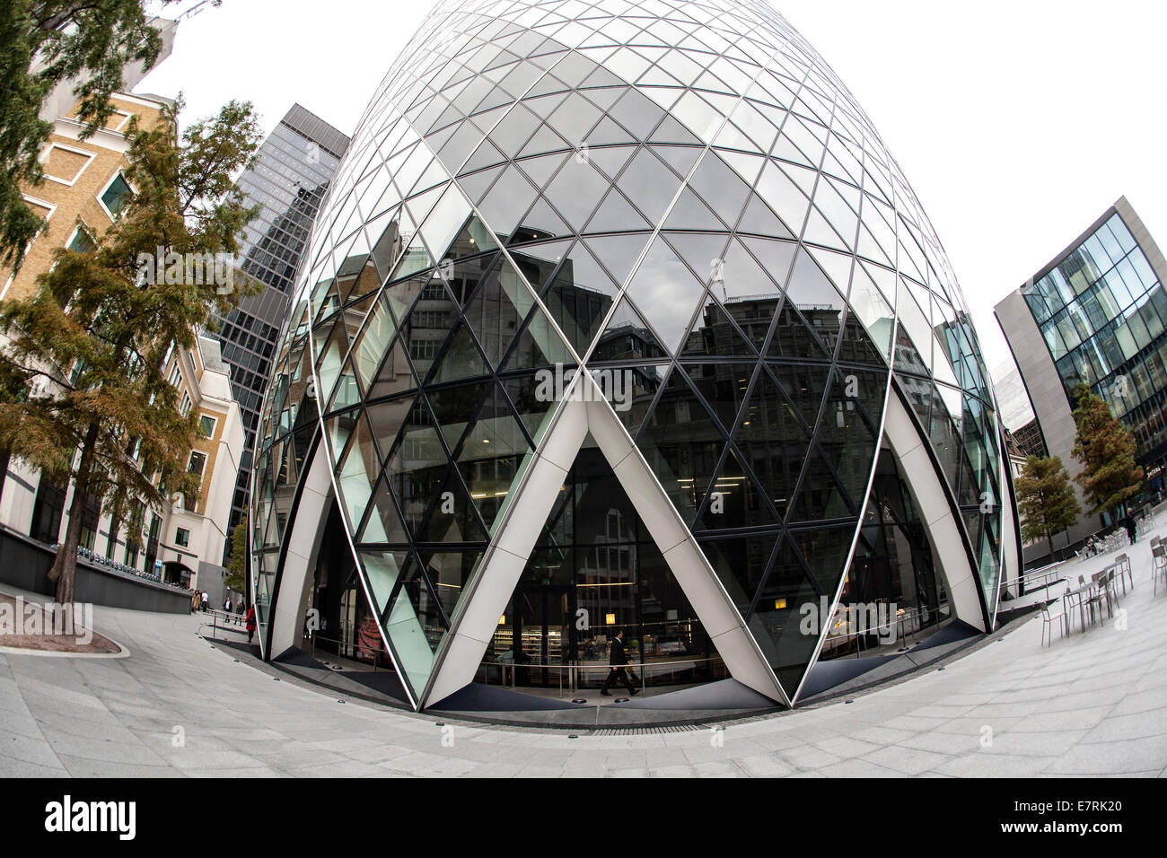 Gherkin Tower London, Front Entrance Stock Photo