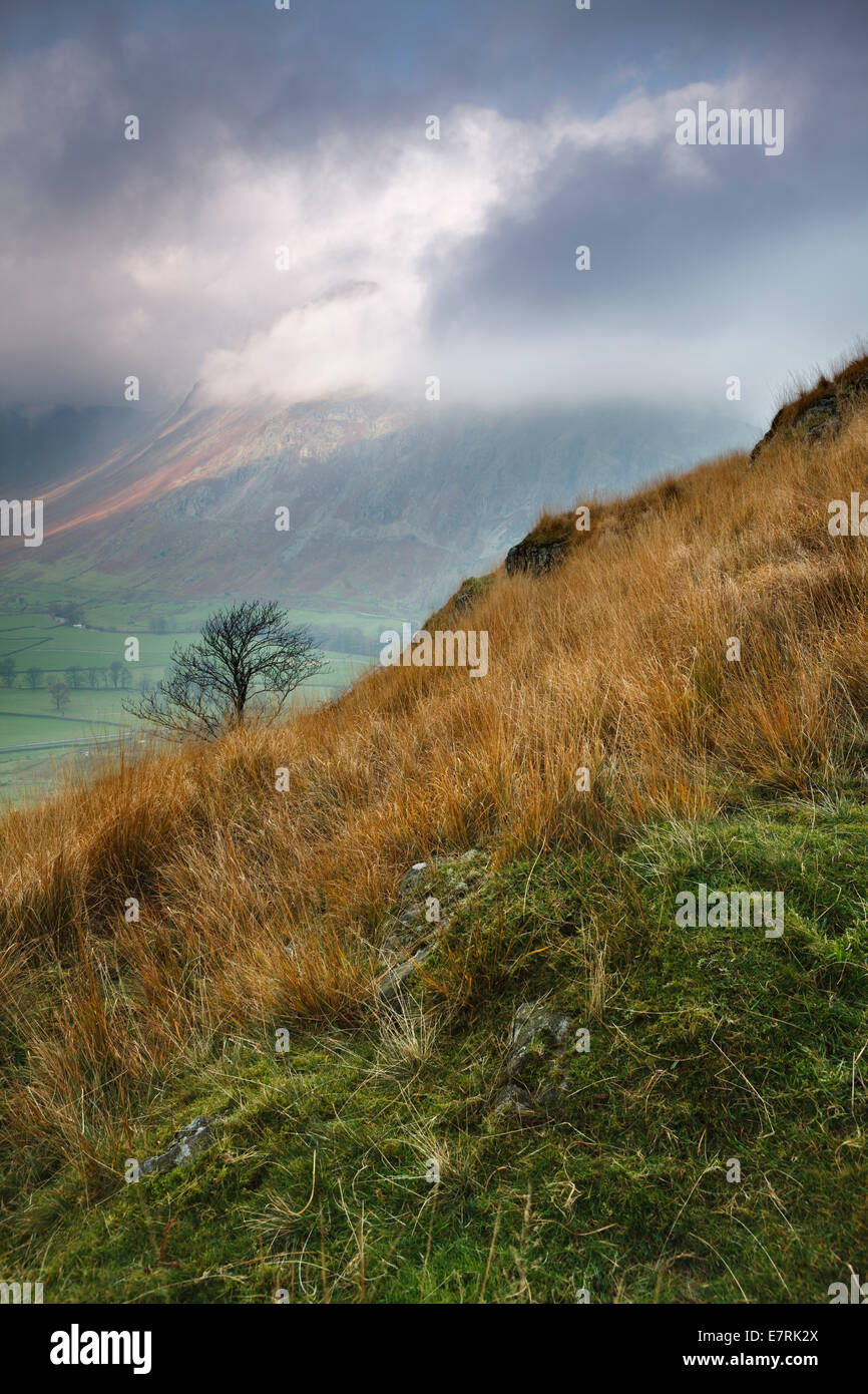 Clearing Cloud on the Langdale Pikes, Lake District, Cumbria, UK Stock Photo