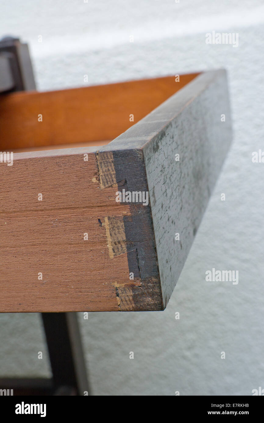 Vintage Dining Food Trolley Open Drawer Showing Dovetail Joints