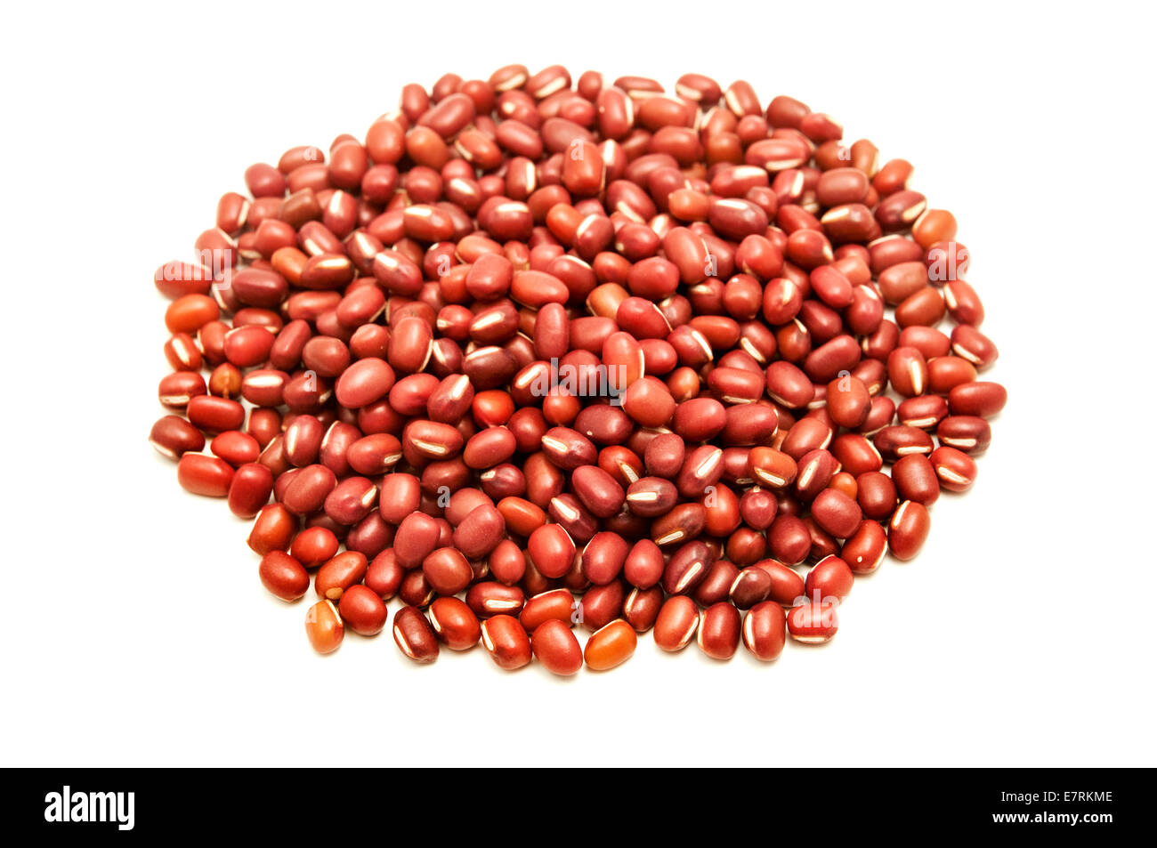 Adzuki beans on a white background Stock Photo