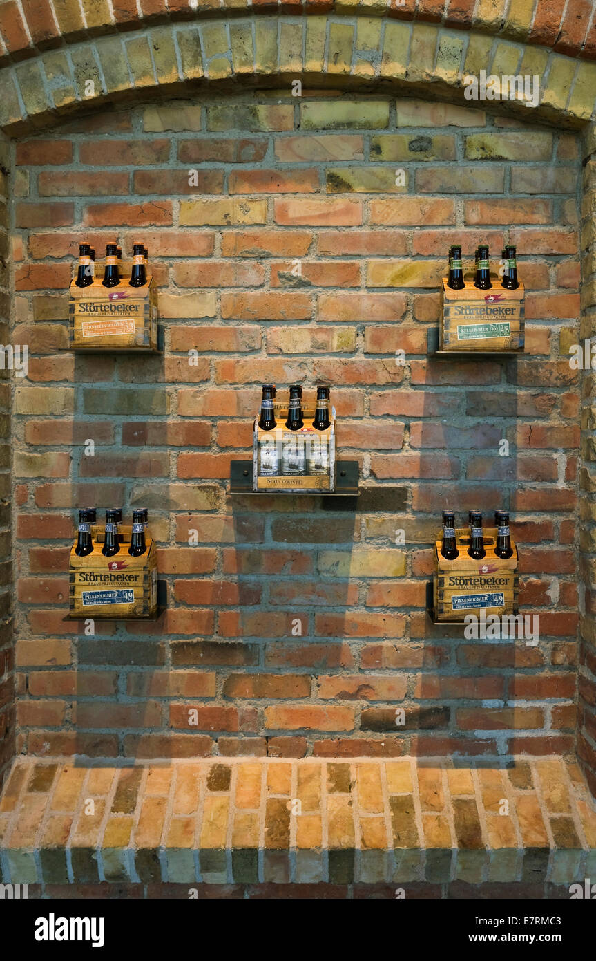 'Six Pack' Display  at the visitor center, Störtebeker Brewery, Stralsund, Mecklenburg-Western Pomerania, Germany. Stock Photo