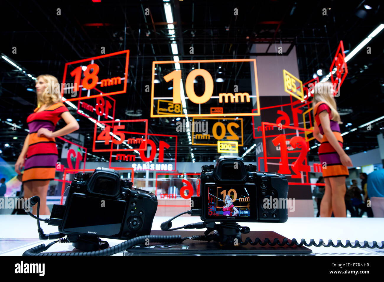 Carefully designed Samsung booth at the trade fair Photokina in Cologne, in September 2014. Stock Photo