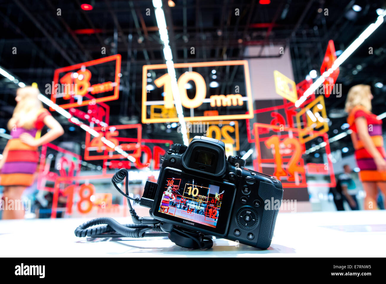 Carefully designed Samsung booth at the trade fair Photokina in Cologne, in September 2014. Stock Photo