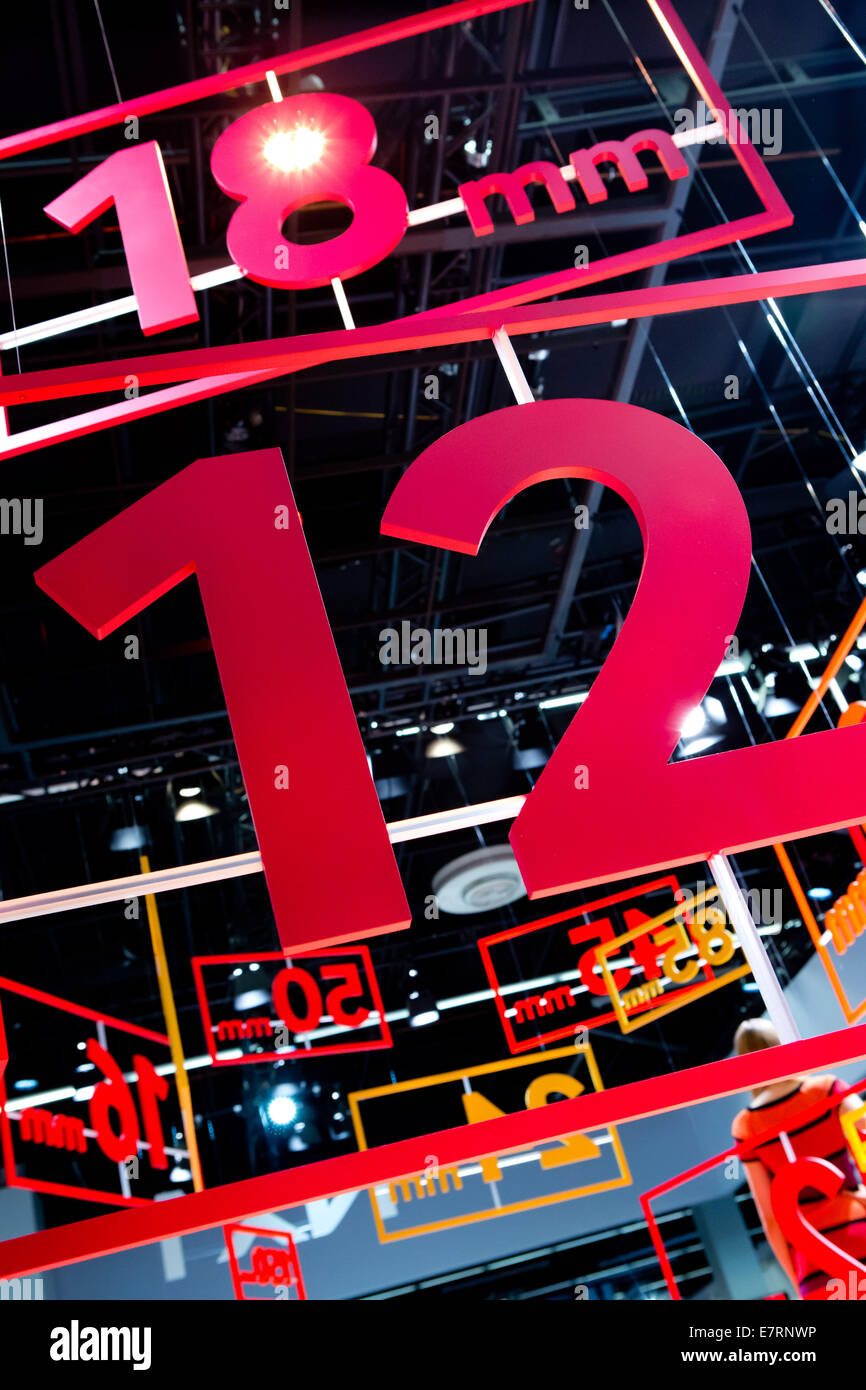 Carefully designed Samsung booth at the trade fair Photokina in Cologne, in September 2014. Stock Photo