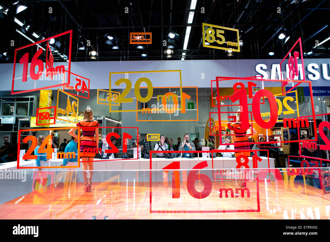 Carefully designed Samsung booth at the trade fair Photokina in Cologne, in September 2014. Stock Photo