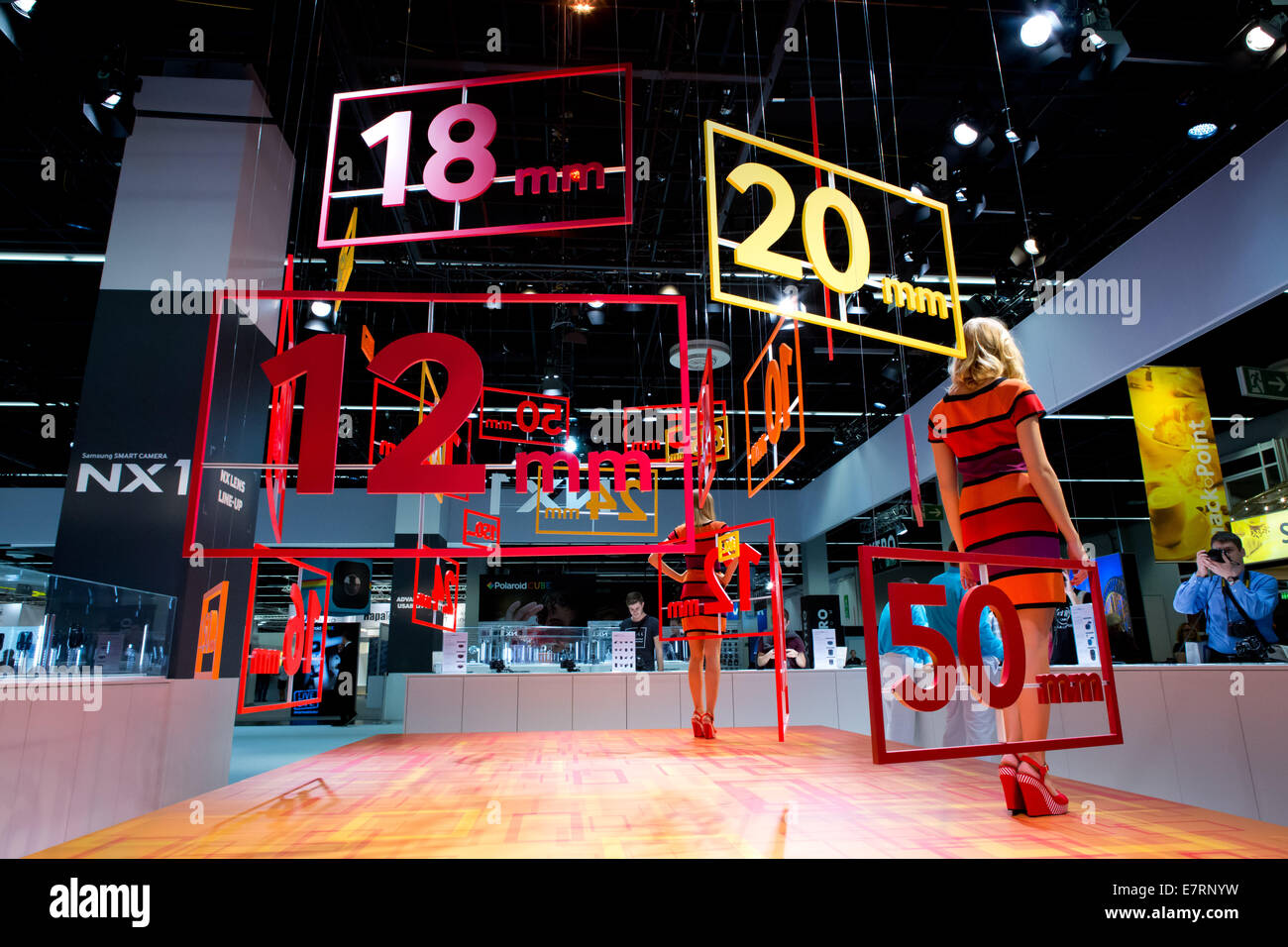Carefully designed Samsung booth at the trade fair Photokina in Cologne, in September 2014. Stock Photo