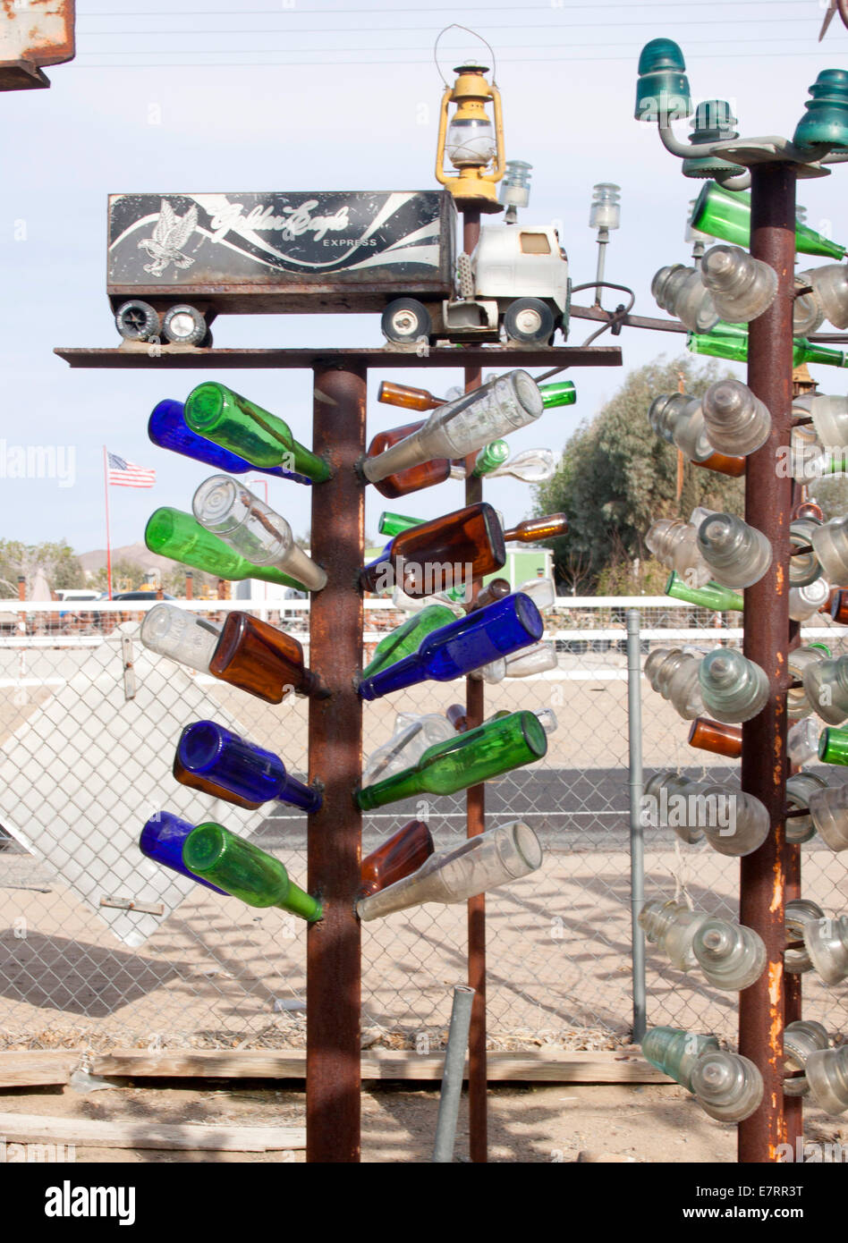 Bottle Cactus art in Helendale California Stock Photo