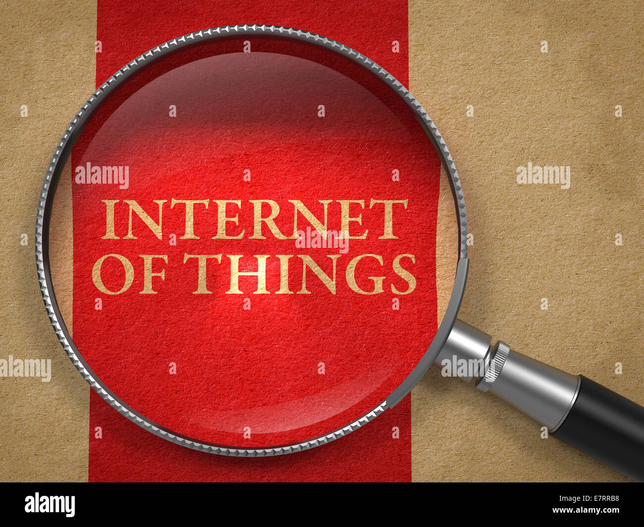 Internet of Things through Magnifying Glass. Stock Photo