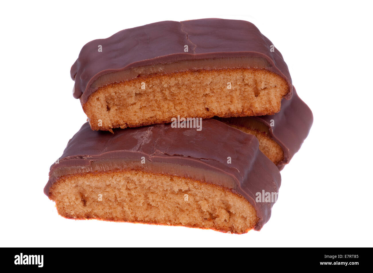 Chocolate caramel Cake Slices Stock Photo