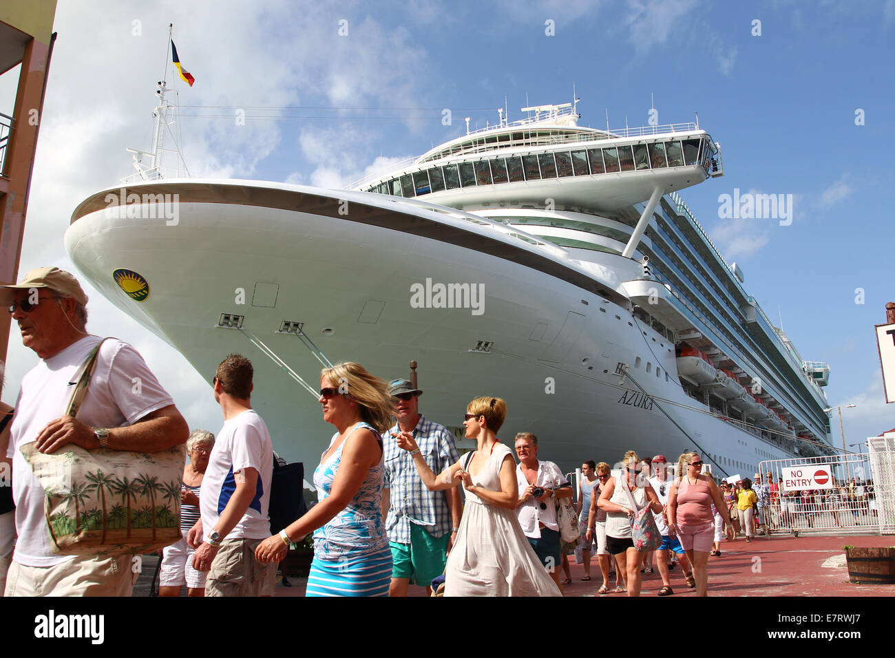 Passengers leaving the Cruise ship the AZURA Stock Photo Alamy