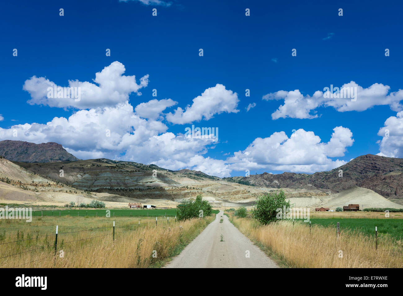 View of agricultural land and scattered homesteads in the midst of
