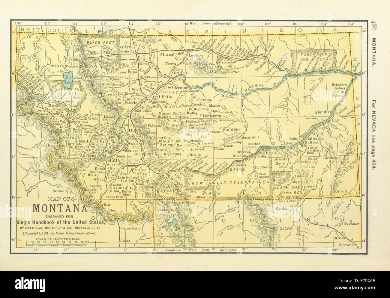 US-MAPS(1891) p488 - MAP OF MONTANA Stock Photo