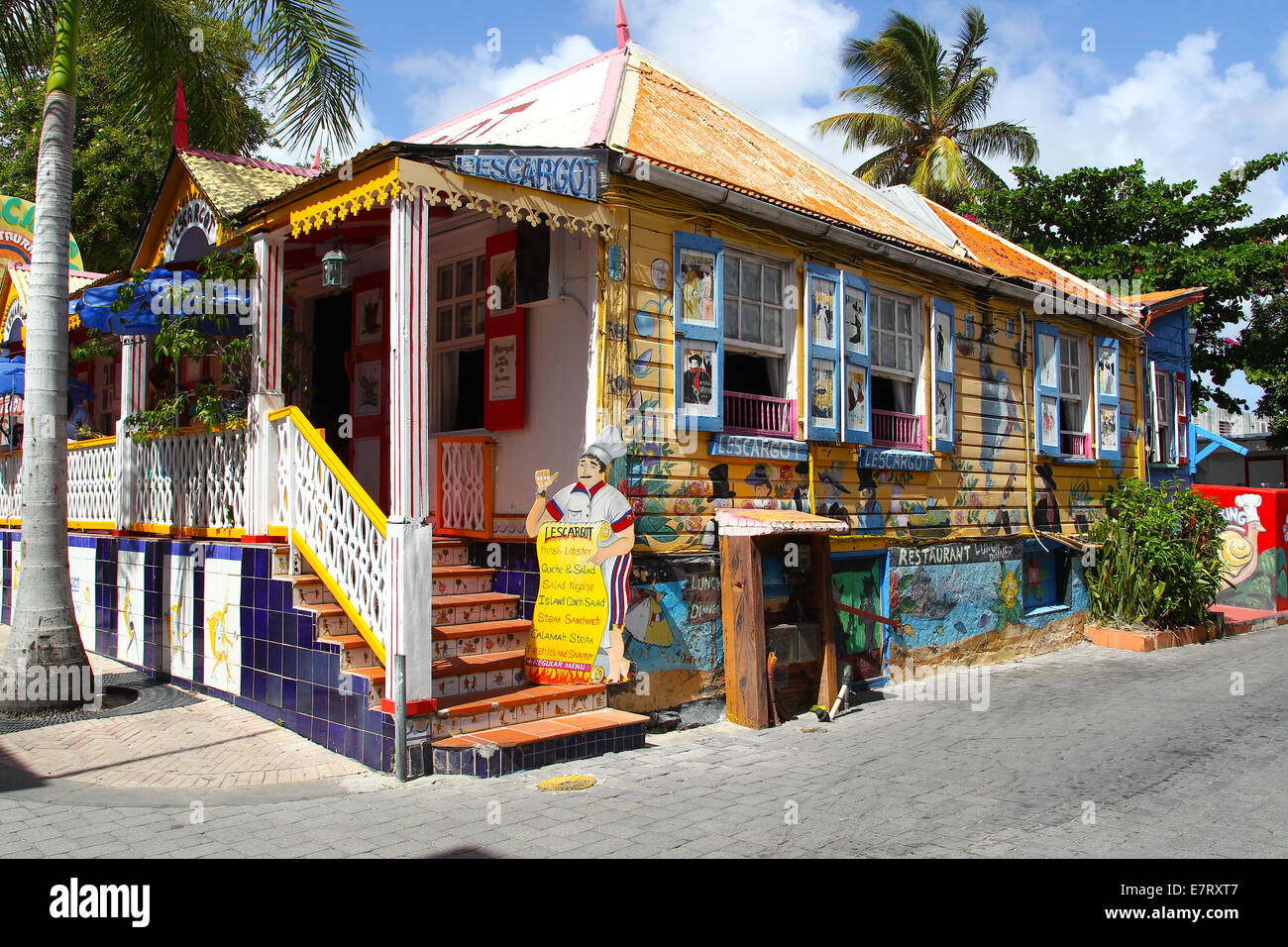 A Colorful Restaurant in St Maarten in The Caribbean Stock Photo