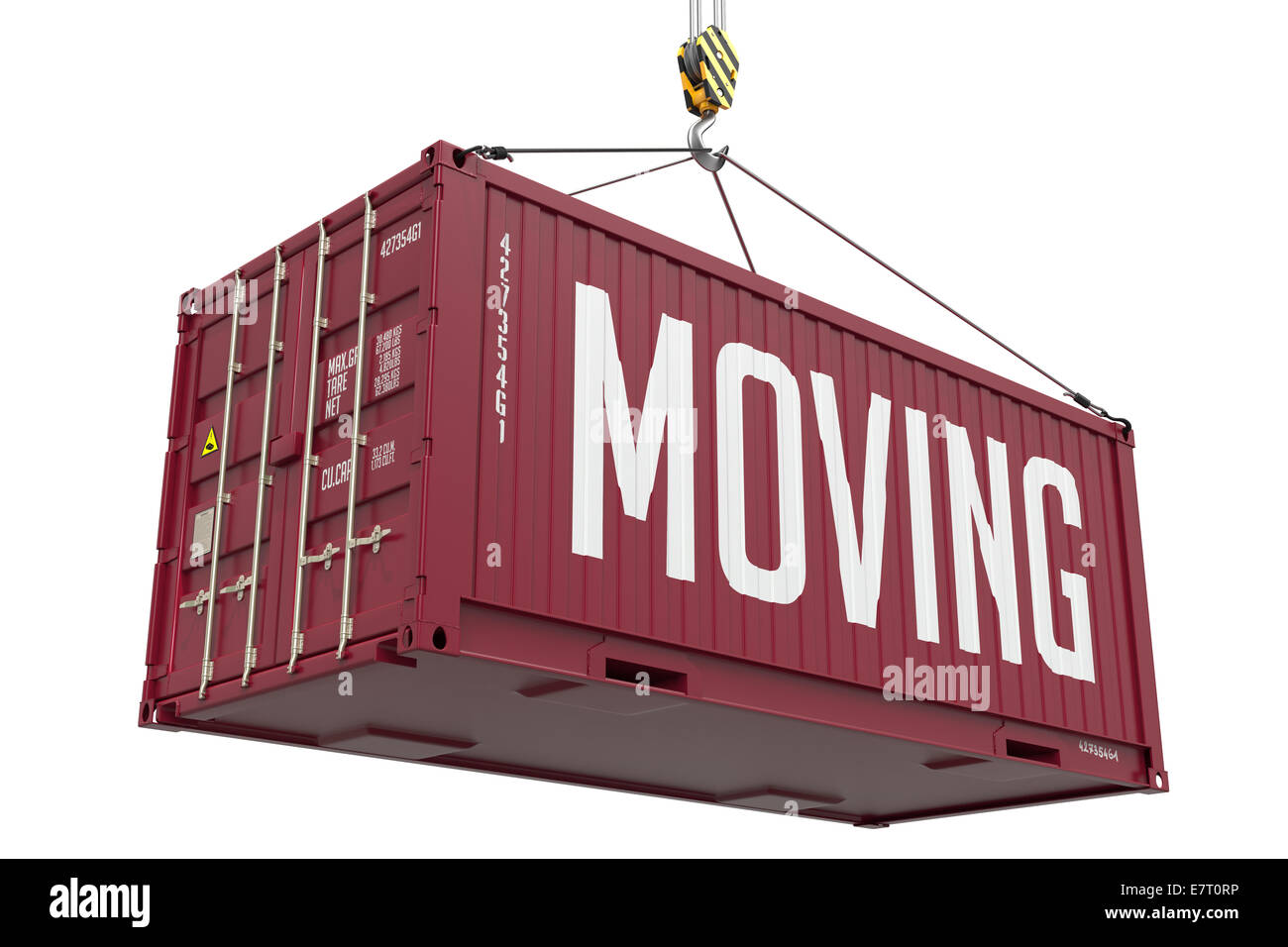 Red Moving Containers Moving - Red Hanging Cargo Container Stock Photo - Alamy