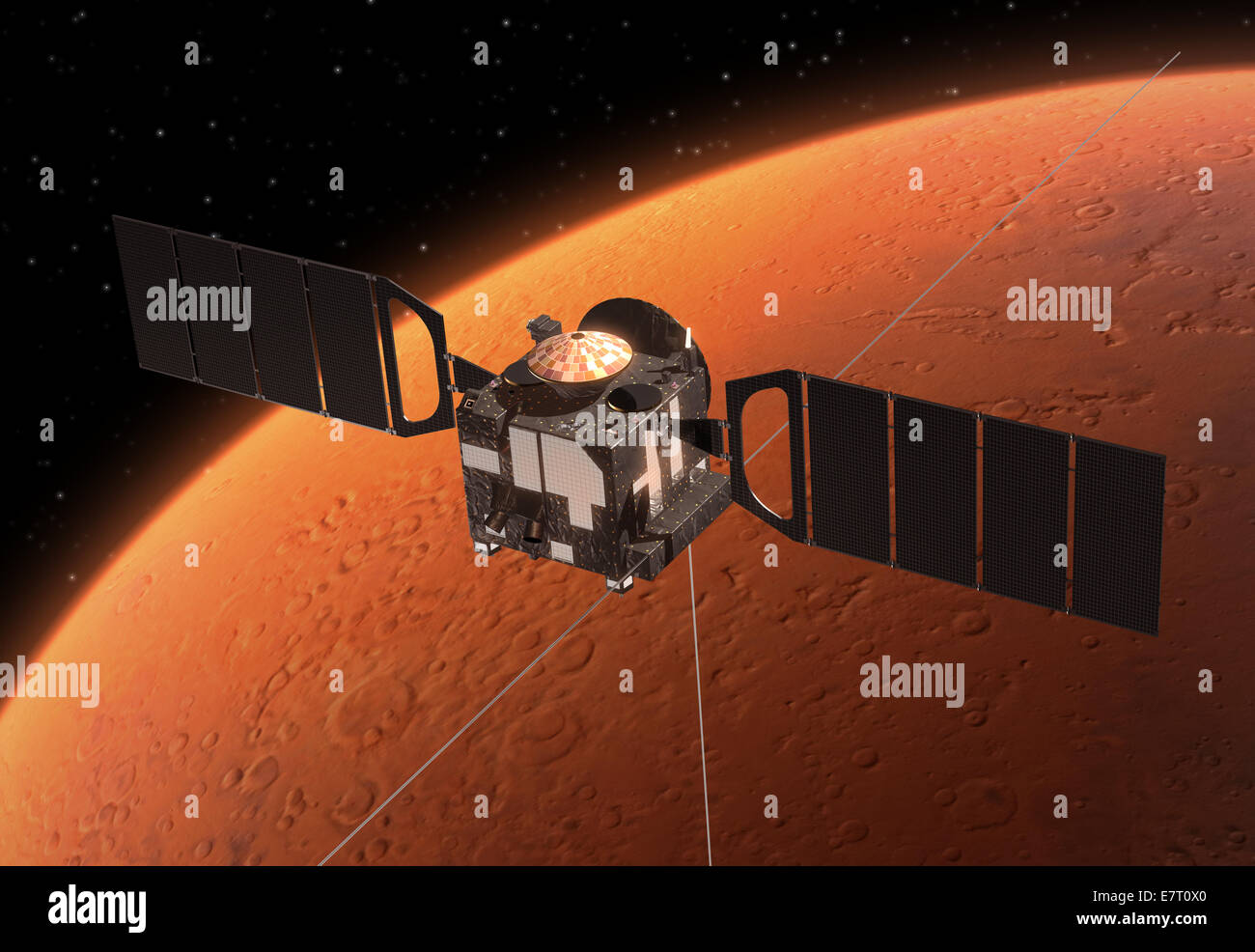 Spacecraft Mars Express Orbiting Mars Stock Photo
