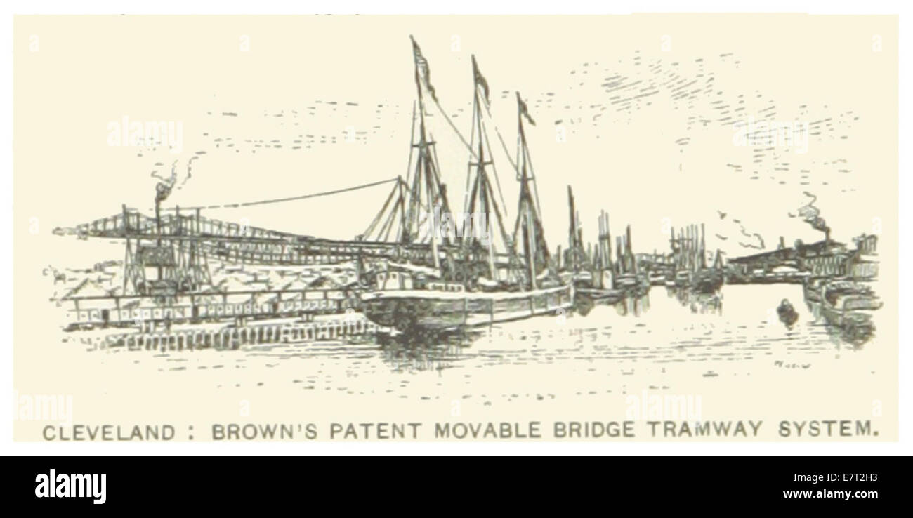 US-OH(1891) p682 CLEVELAND, MOVABLE BRIDGE TRAMWAY SYSTEM Stock Photo