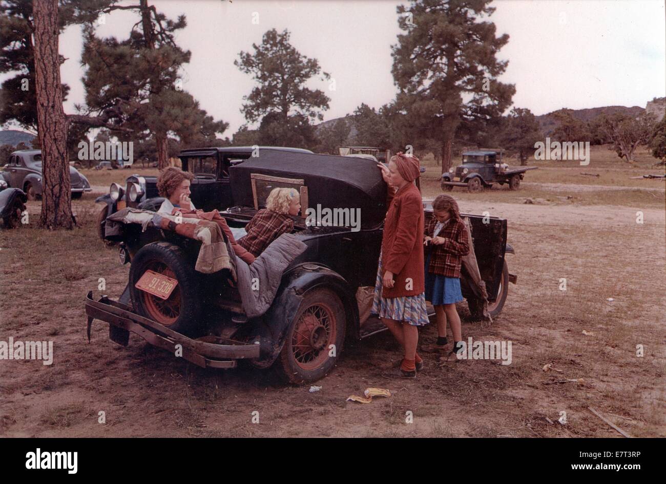 Men light a campfire beside road in Pie Town New Mexico 1940 Photo Print