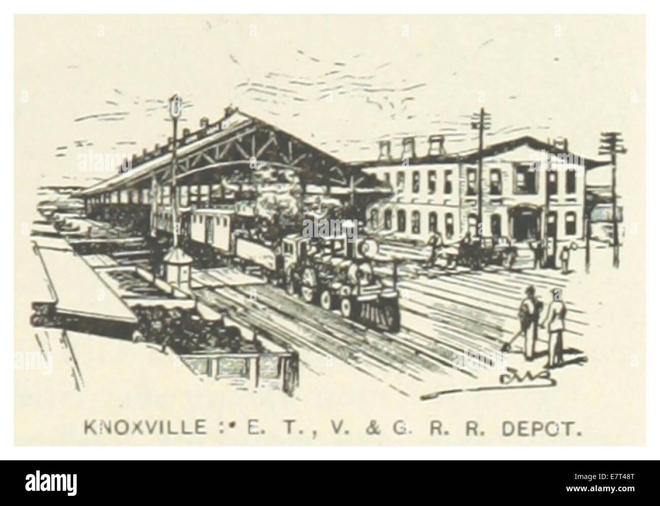 US-TN(1891) p811 KNOXVILLE, THE East-Tennessee, Virginia & Georgia Railroad DEPOT Stock Photo