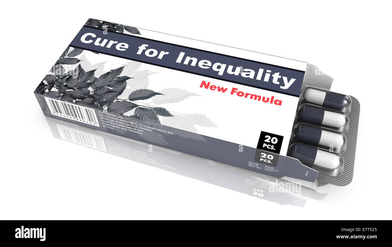 Cure for Inequality - Orange Gray Blister Pack Tablets Isolated on White. Stock Photo
