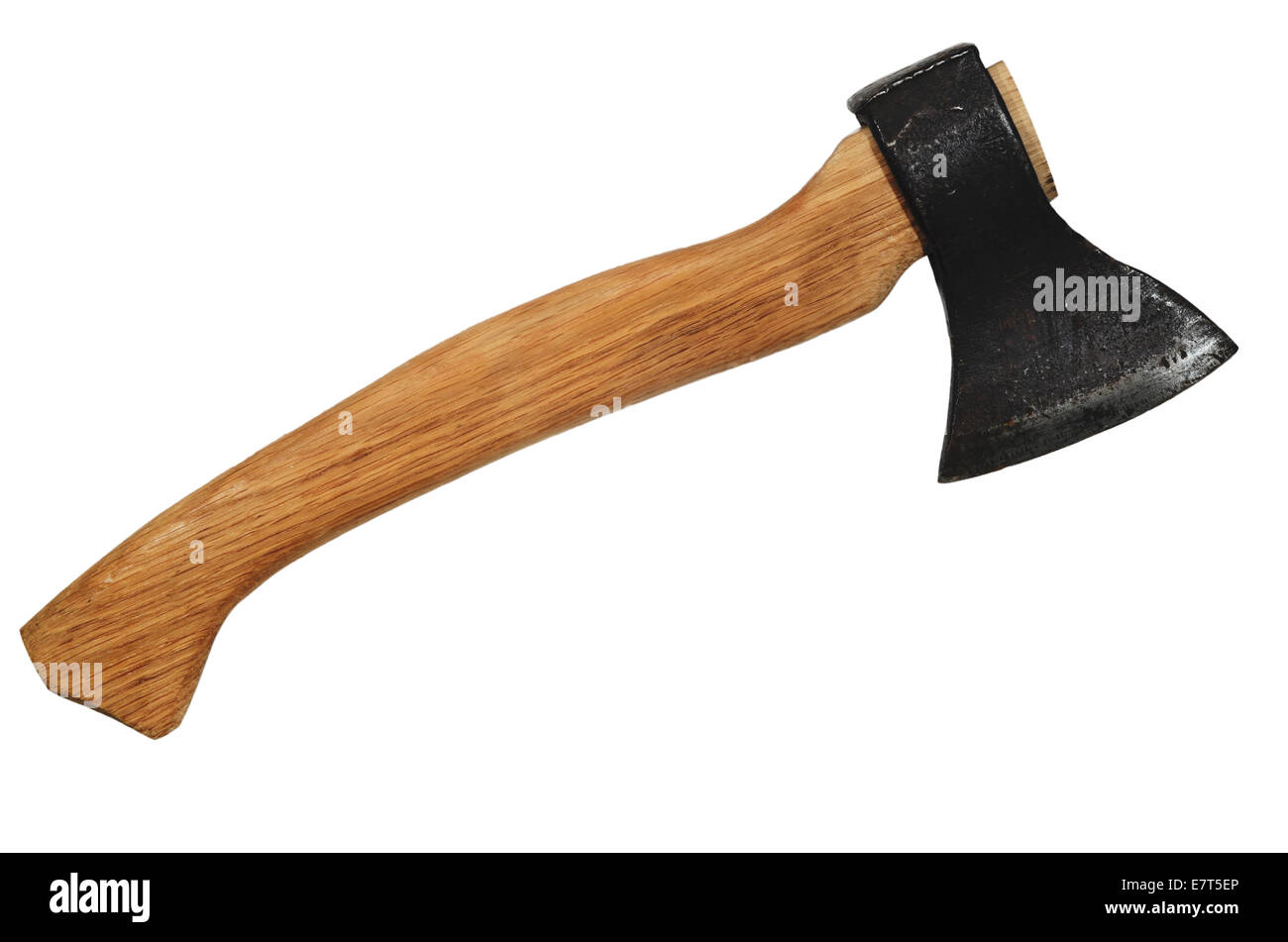 ax with oak handle on a white background Stock Photo