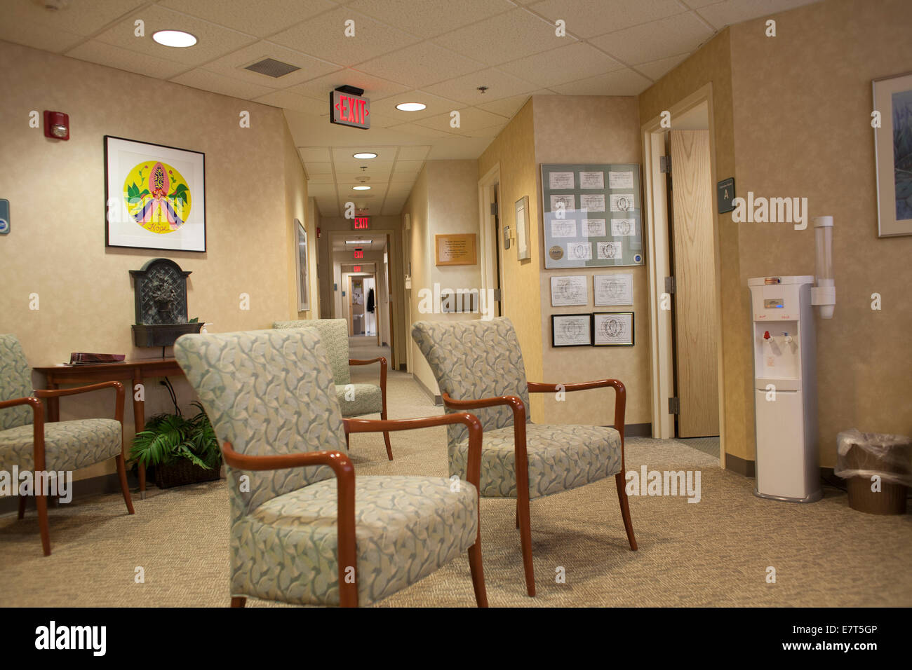 Women's waiting room in a hospital unit for women's radiology. Stock Photo