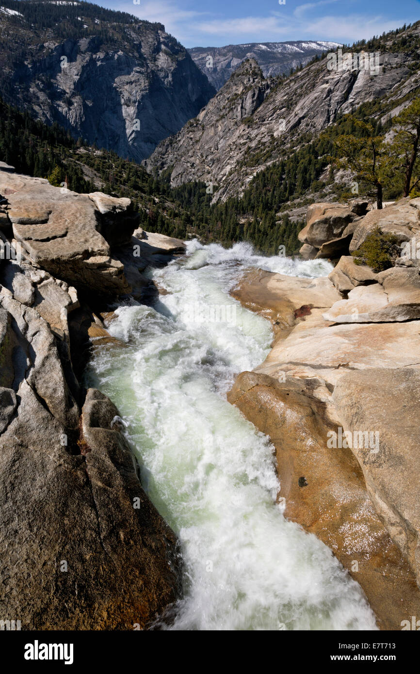 CA02304-00...CALIFORNIA - The Merced River at the top of Nevada Fall in Yosemite National Park. Stock Photo