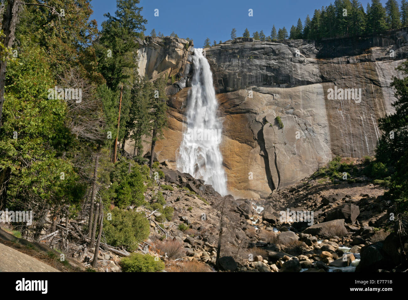 CA02309-00...CALIFORNIA - Nevada Fall on the Merced River from the Mist Trail in Yosemite National Park. Stock Photo