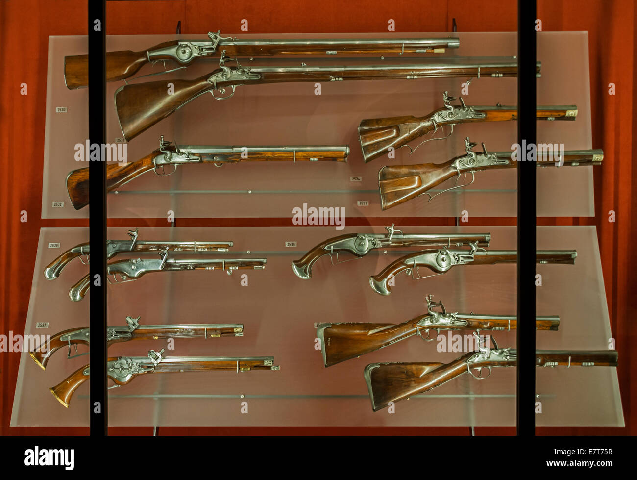 Flintlock pistols, The Treasury, Rosenborg Castle, Copenhagen, Denmark Stock Photo