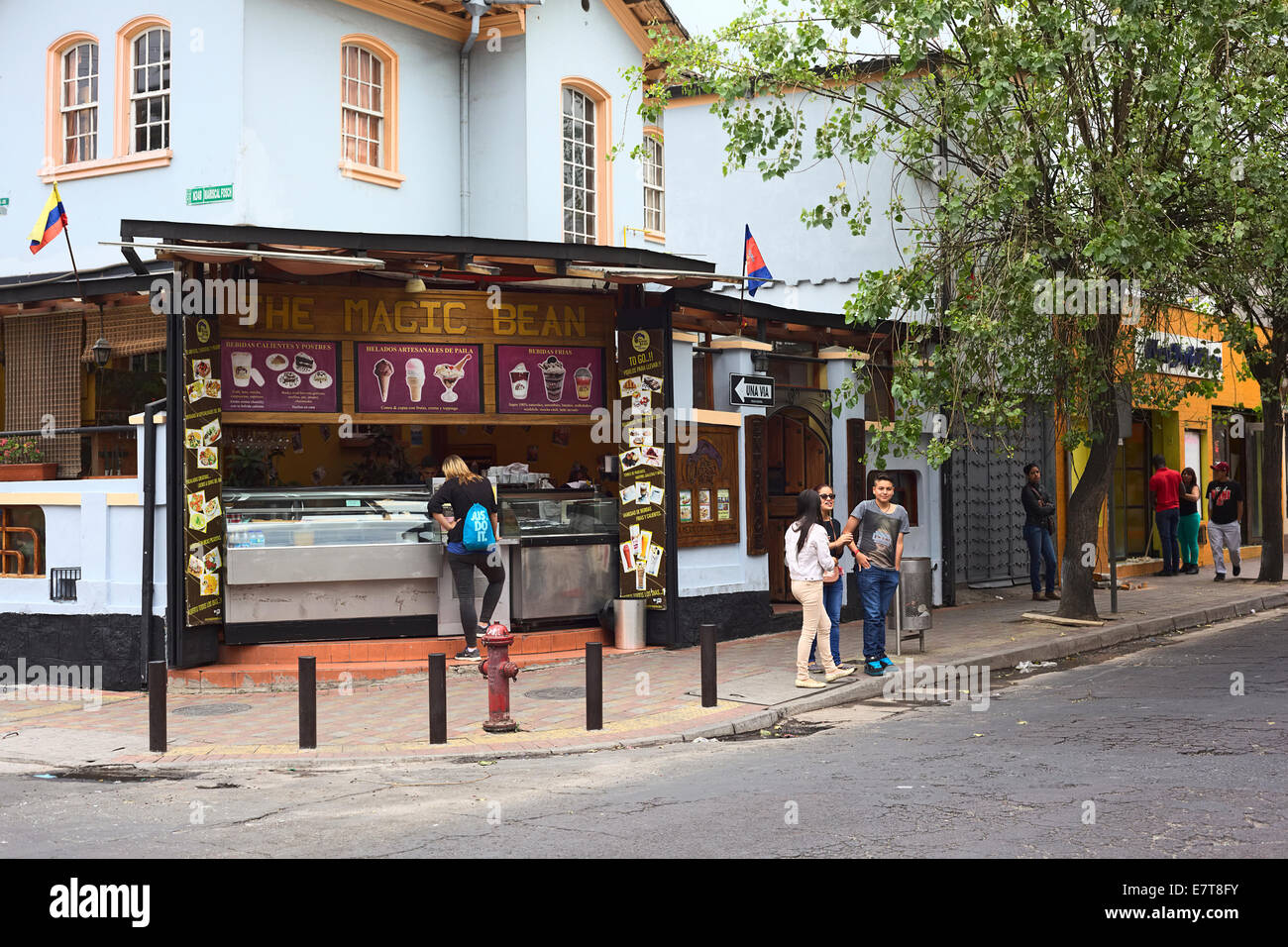 The Magic Bean Restaurant and Coffee House in the tourist district La  Mariscal in Quito, Ecuador Stock Photo - Alamy