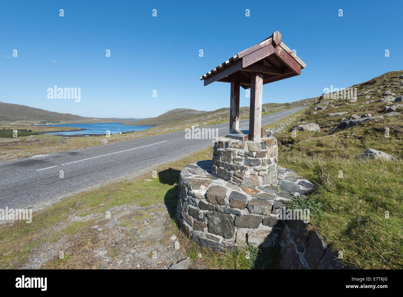 Harris Walkway starting point marker stone, Isle of Harris, Outer Hebrides, Scotland Stock Photo