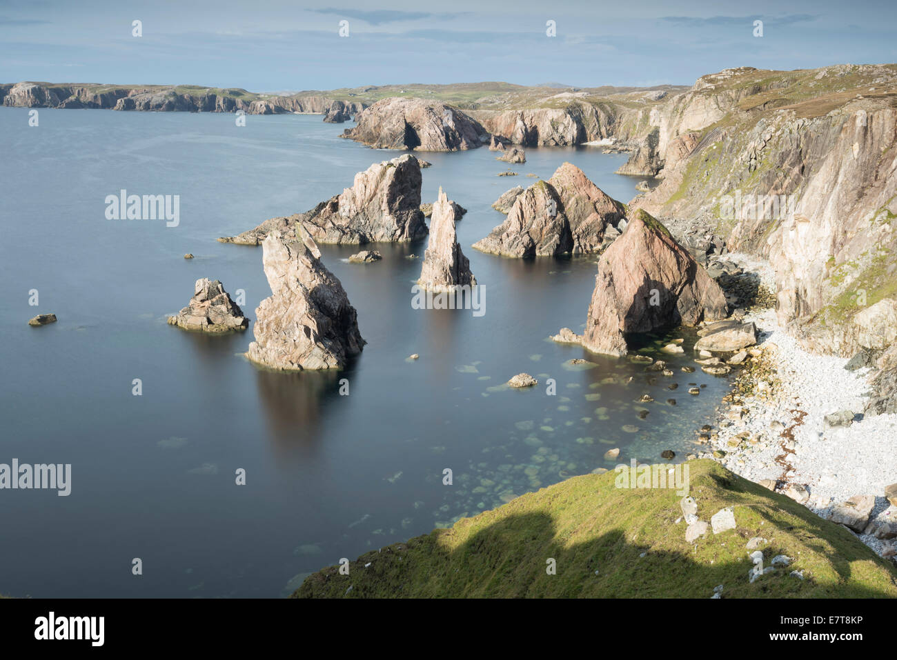 Sea stacks at Mangersta, Uig peninsula Isle of Lewis, Outer Hebrides, Scotland Stock Photo