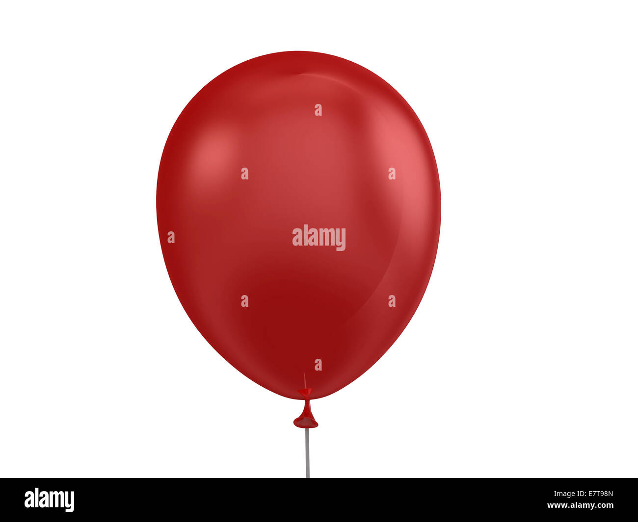 Red single shiny balloon, isolated on white background. Stock Photo