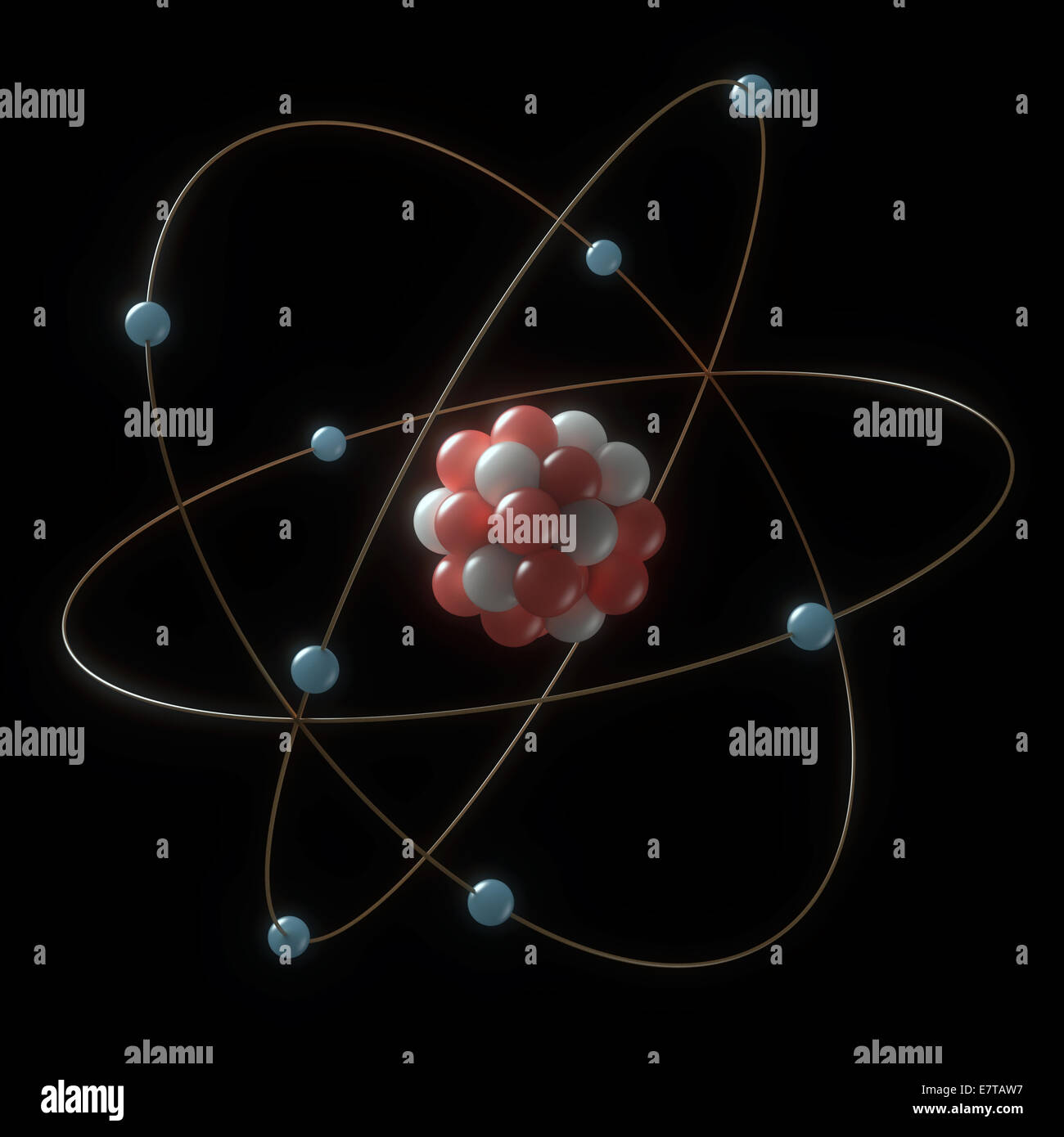 Concept of atomic model with clipping path included. Stock Photo