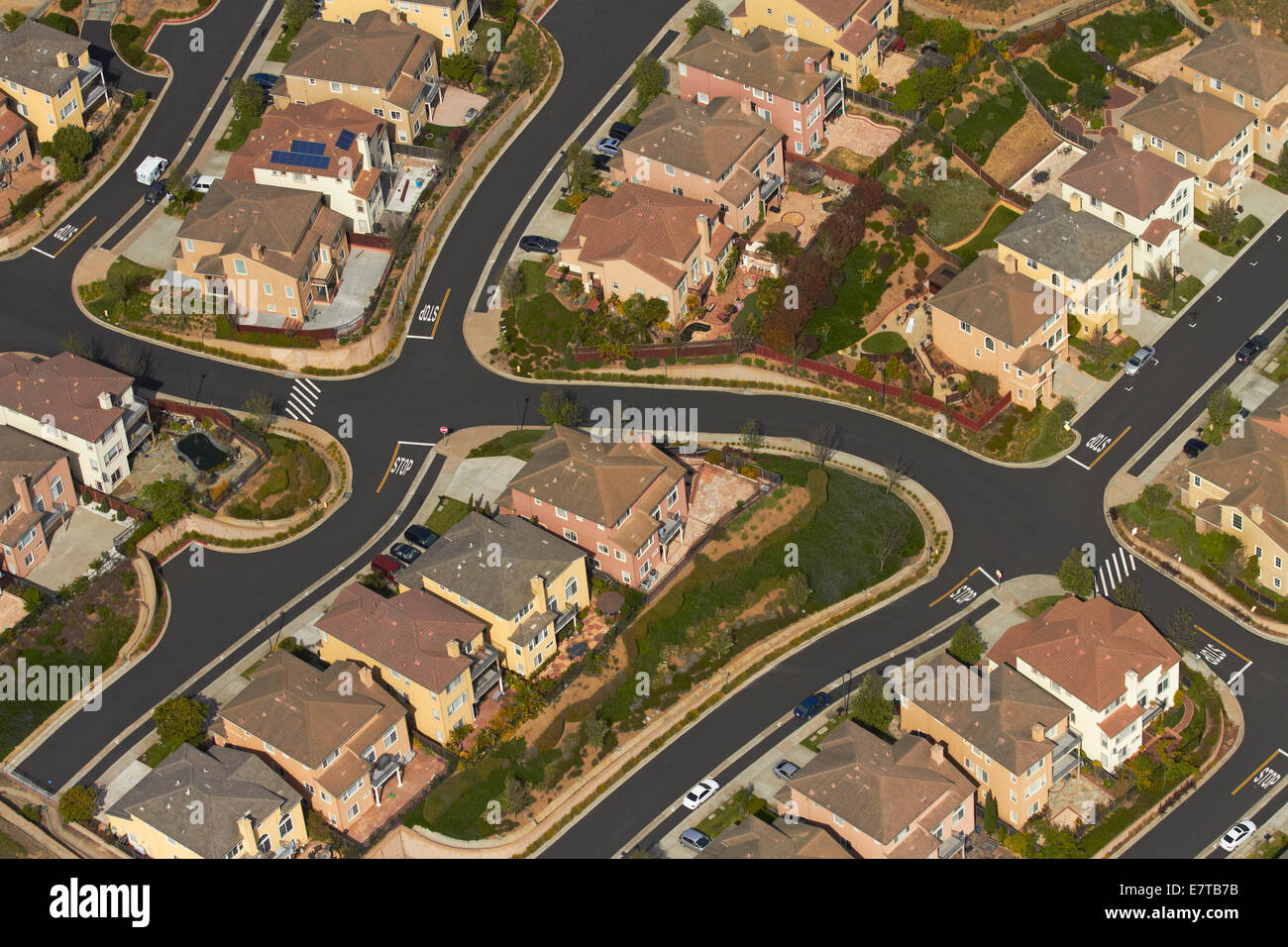 Housing development, Paradise Valley, San Francisco, California, USA - aerial Stock Photo