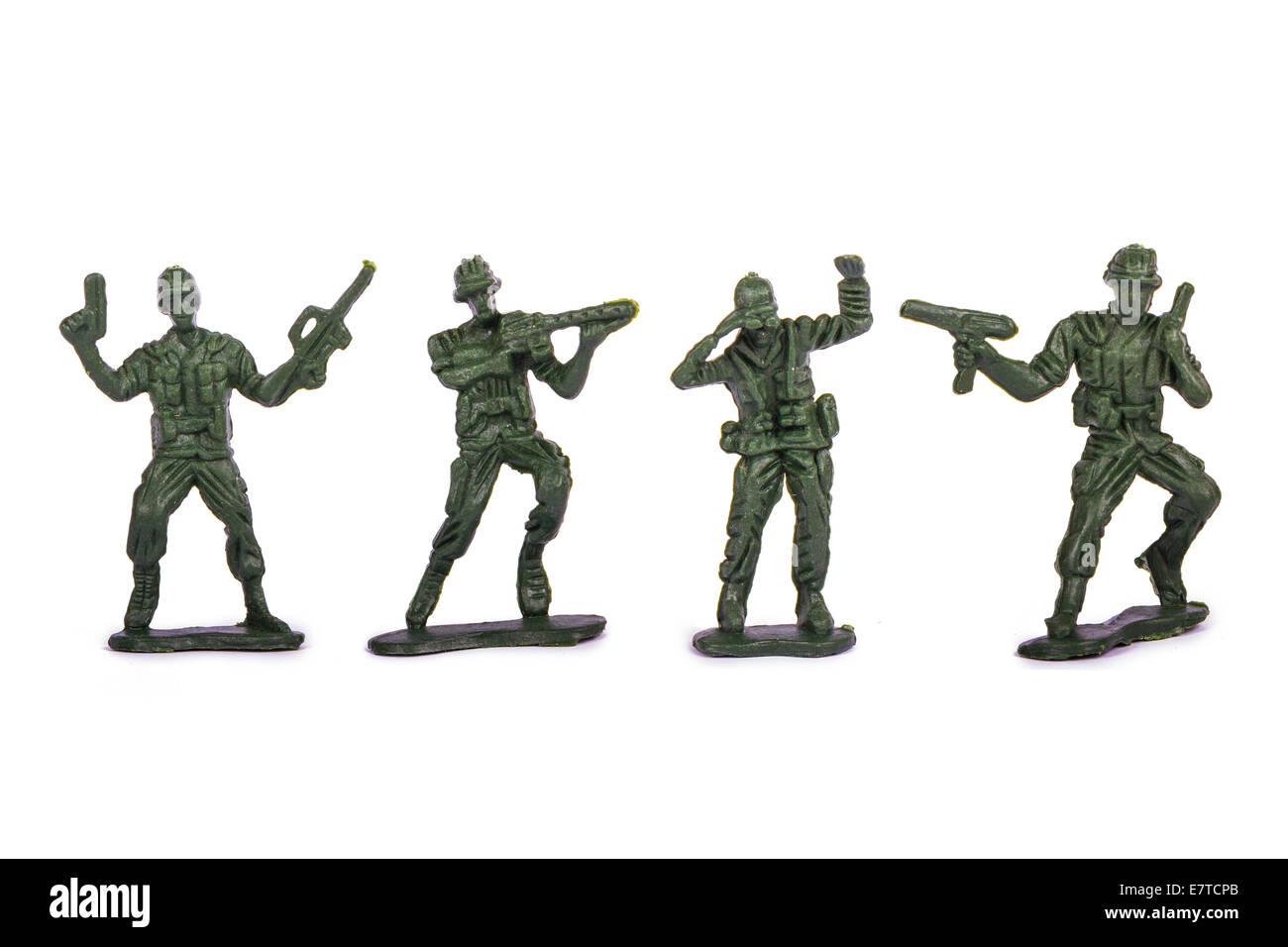 Group of miniature toy soldiers, isolated on white background. Stock Photo