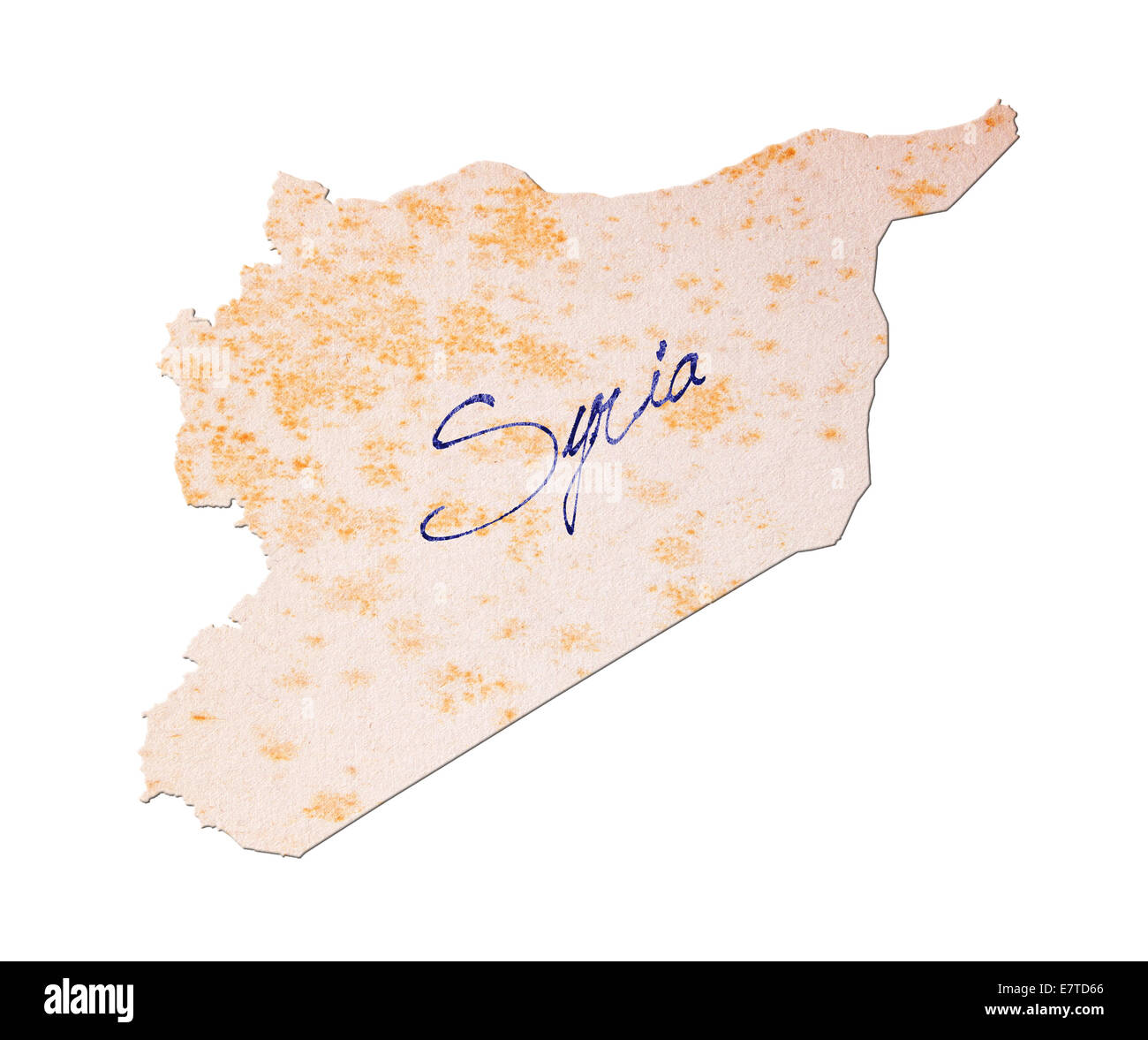 Syria - Old paper with handwriting, blue ink Stock Photo