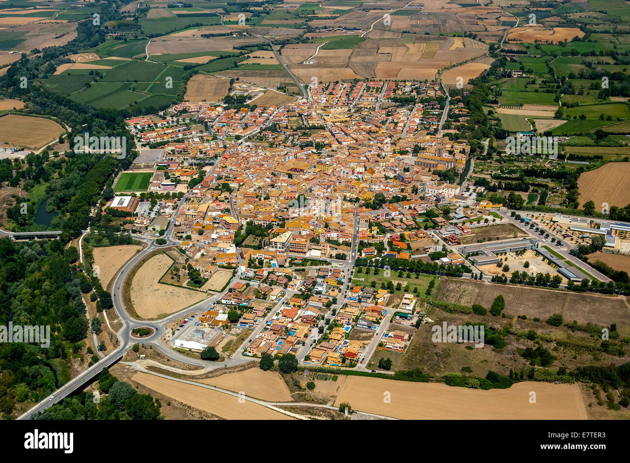 Aerial view, Castelló d'Empúries, Girona province, Catalonia, Spain Stock Photo