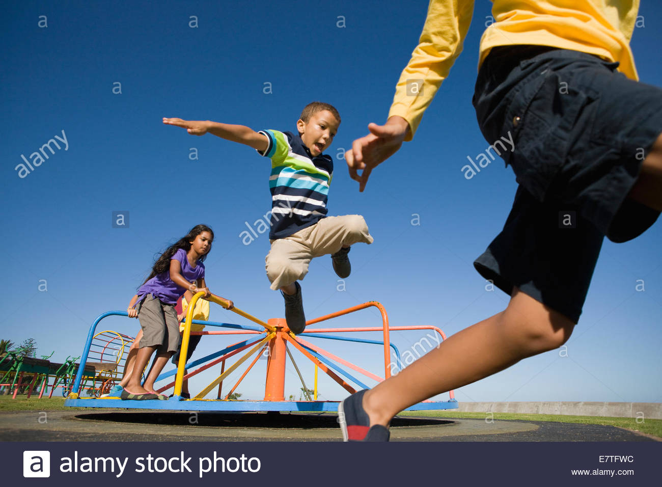Roundabout Park Children Stock Photos & Roundabout Park Children Stock