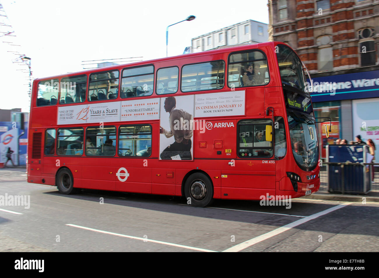 England: Double-decker bus at London's Oxford Street. Photo from 10. January 2014. Stock Photo