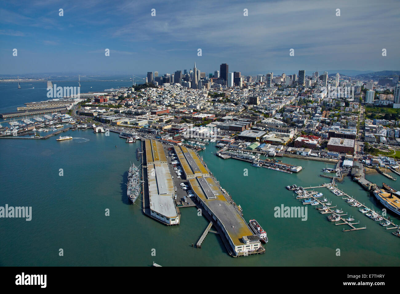 Pier 45, Fisherman's Wharf, and downtown San Francisco, California, USA