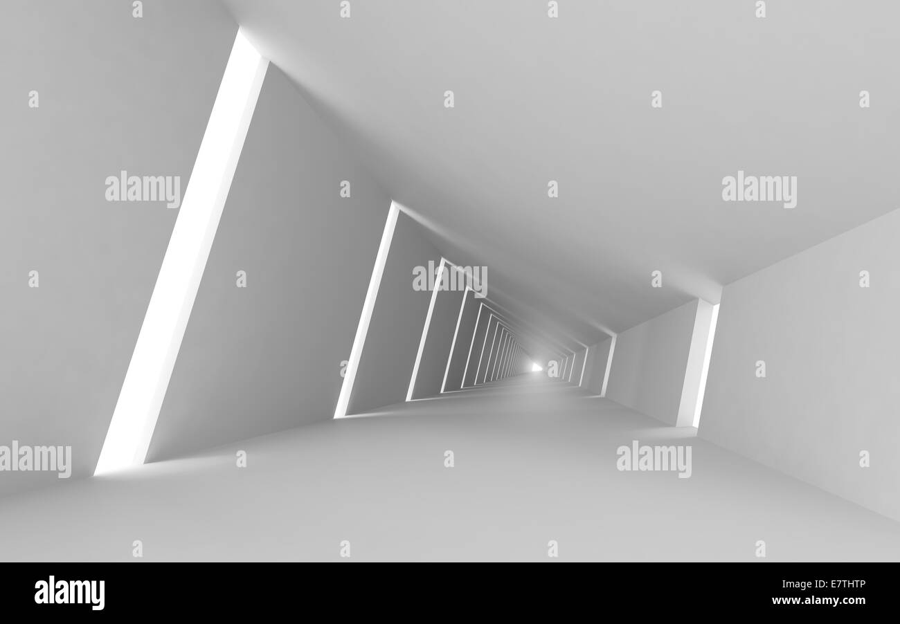 Abstract empty 3d interior background, white corridor Stock Photo