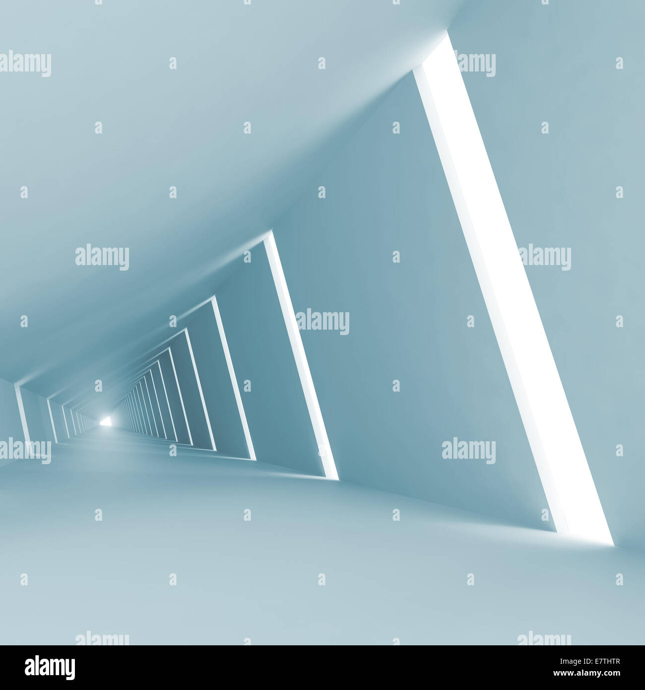 Blue abstract empty 3d interior background with corridor Stock Photo ...