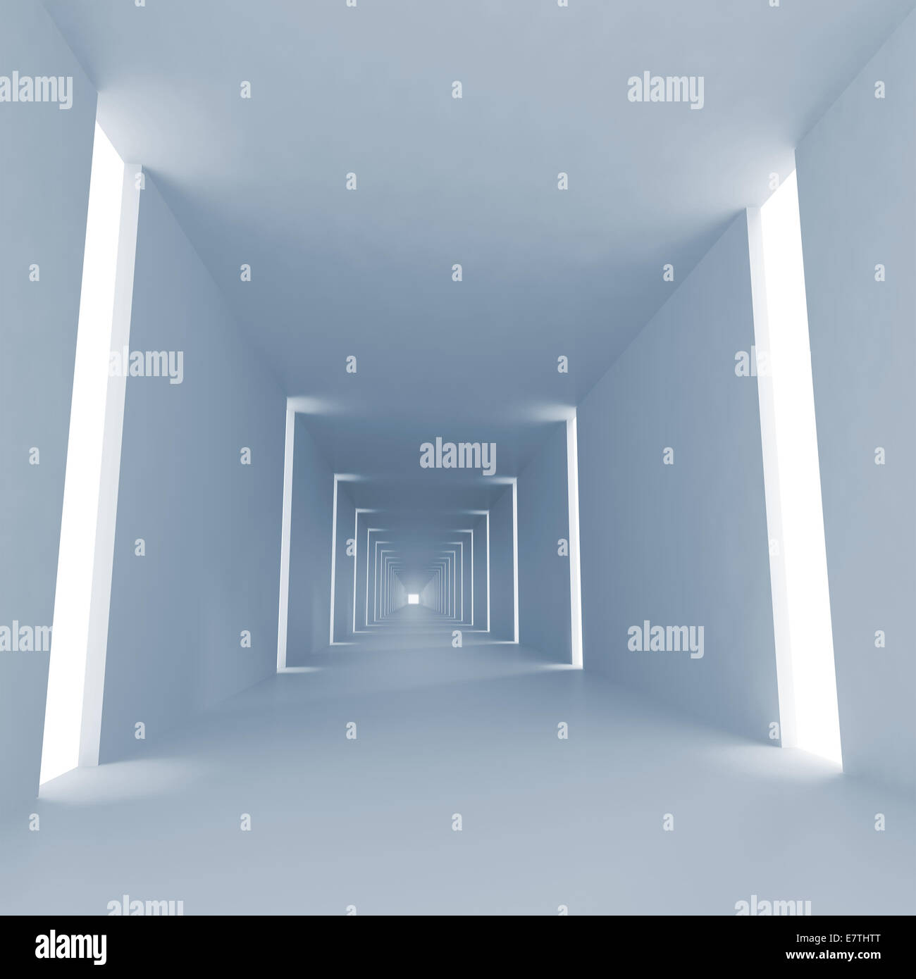 Light blue abstract empty 3d interior corridor background Stock Photo ...