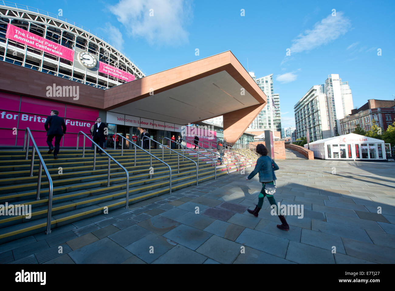 Manchester, UK. 24th September, 2014. Delegates begin to arrive for day four of the Labour Party's Annual Conference taking place at Manchester Central Convention Complex Credit:  Russell Hart/Alamy Live News. Stock Photo