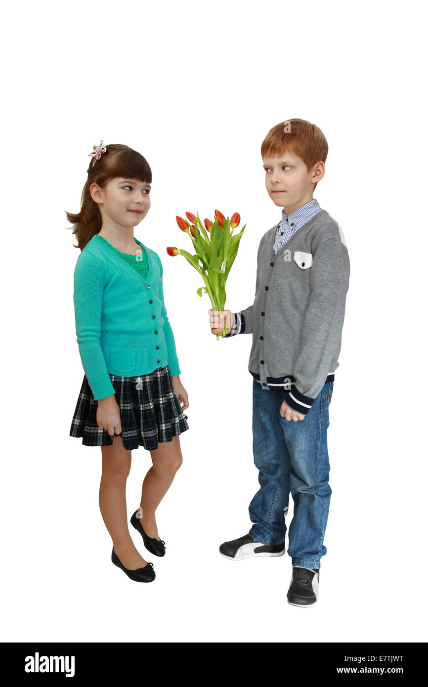 boy give gift to girl