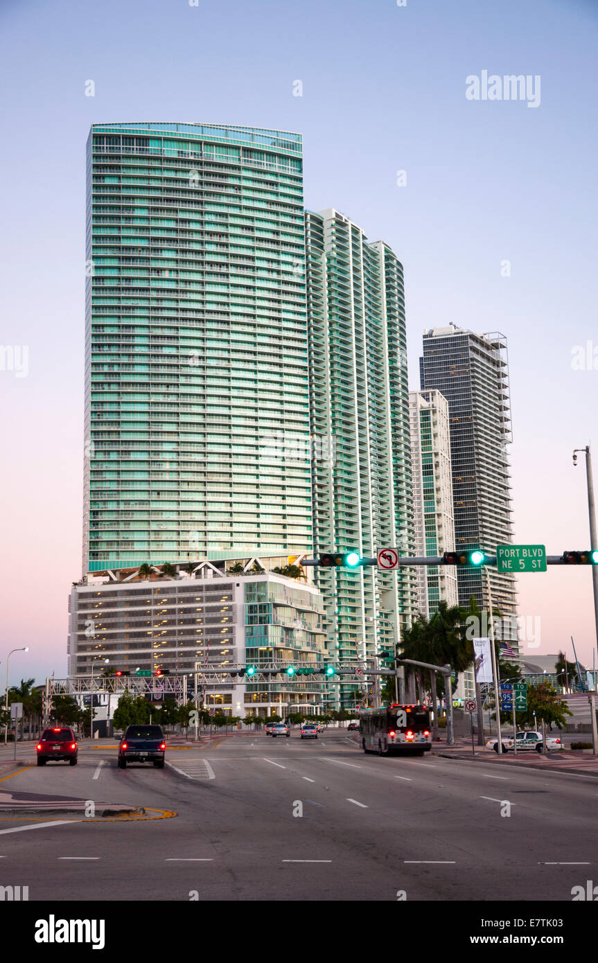 Skyscrapers downtown in Miami, Florida, USA Stock Photo