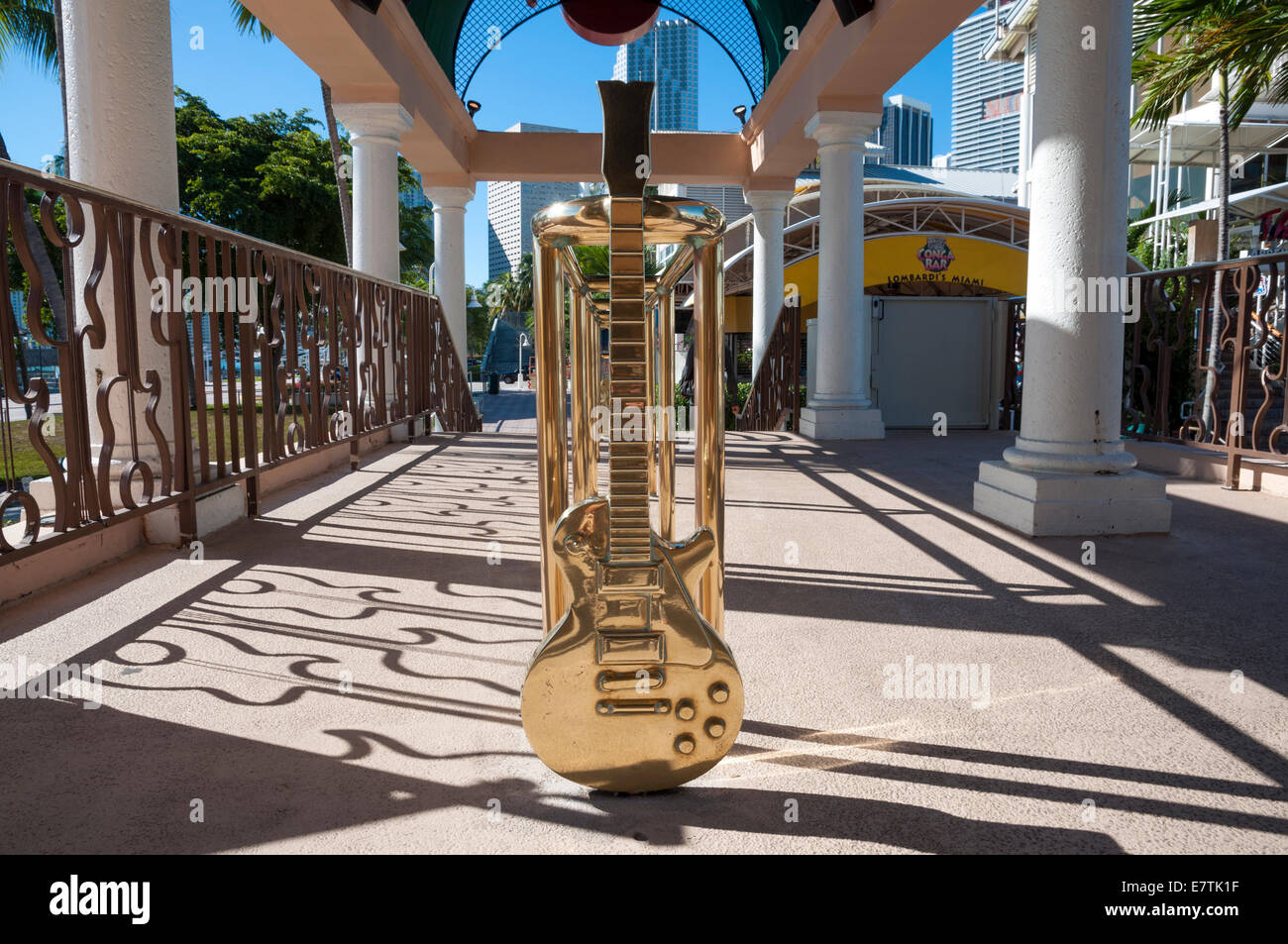 Golden guitar at the Conga Bar in Miami, Florida, USA Stock Photo Alamy
