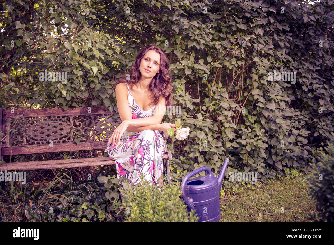 portrait of a young woman in the garden Stock Photo - Alamy