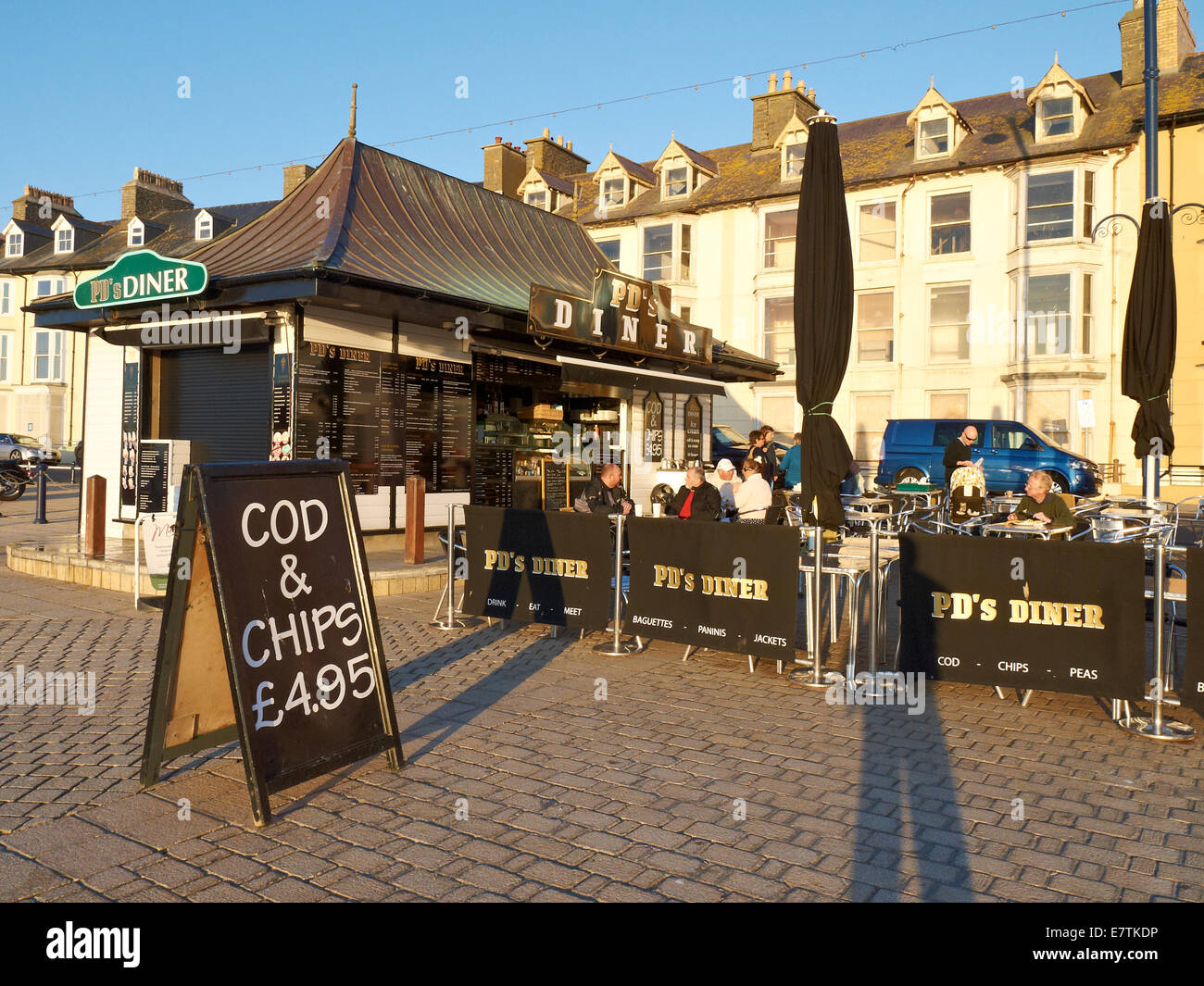 Traditional fish & chips in seaside town of Aberystwyth Ceredigion Wales UK Stock Photo